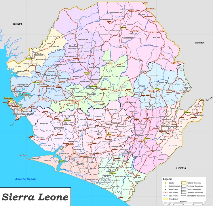 Große detaillierte karte von Sierra Leone