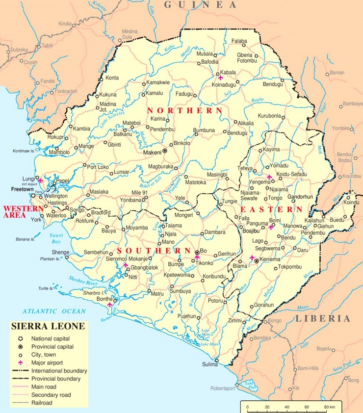 Sierra Leone politische karte