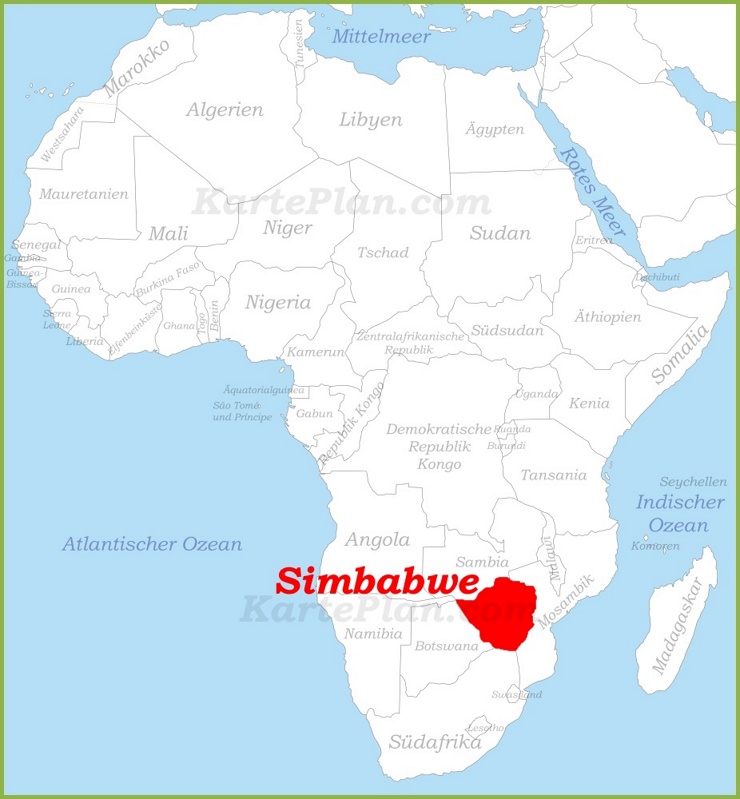 Simbabwe auf der karte Afrikas