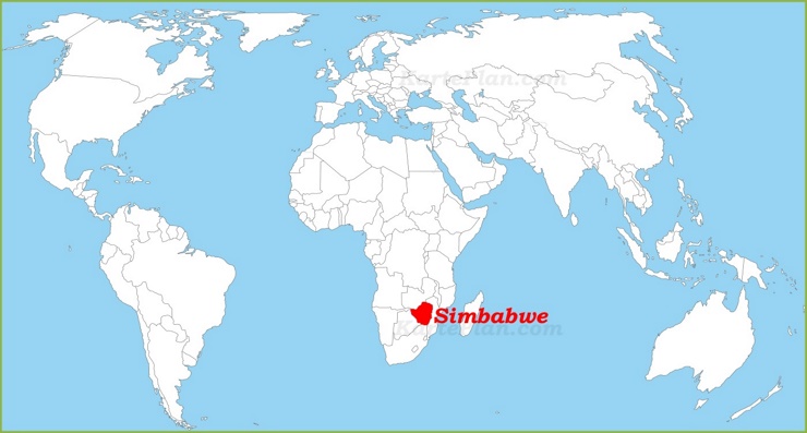 Simbabwe auf der Weltkarte