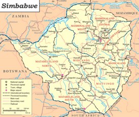 Simbabwe politische karte