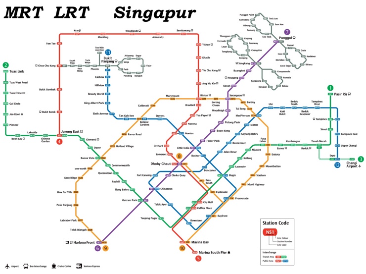 Singapur MRT und LRT karte