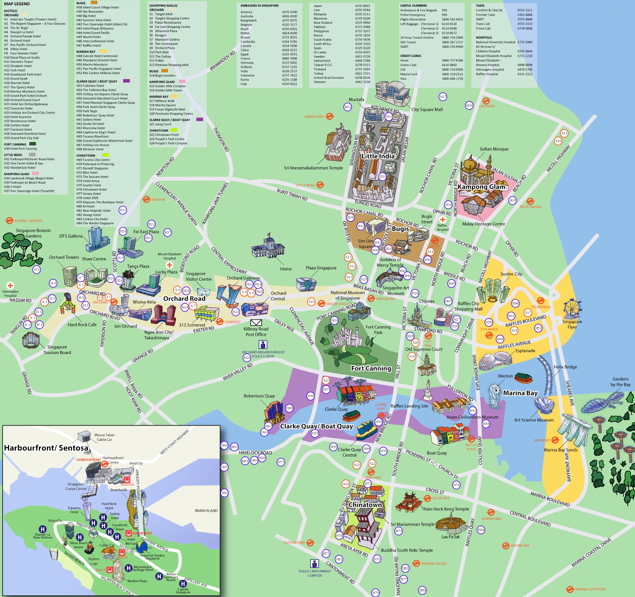 Singapur touristische karte