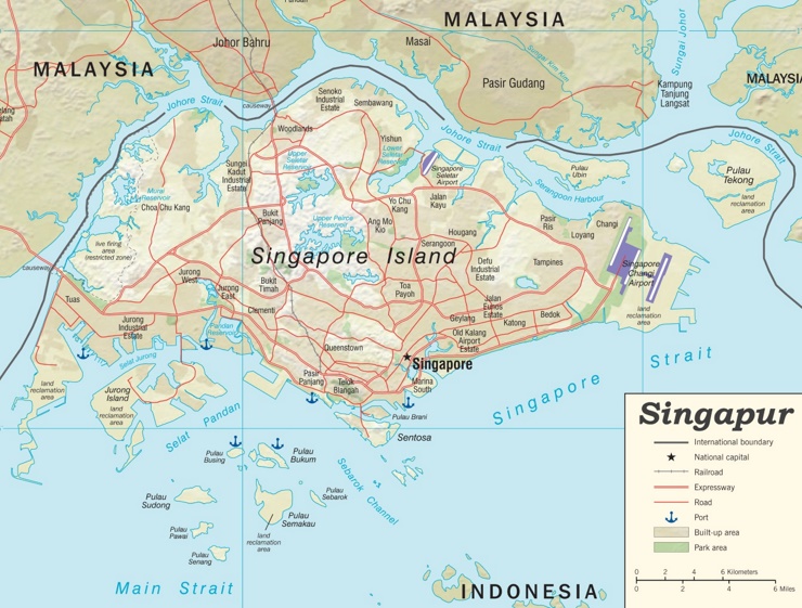 Straßenkarte von Singapur