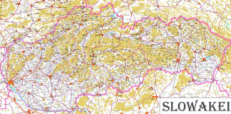 Große detaillierte karte von Slowakei