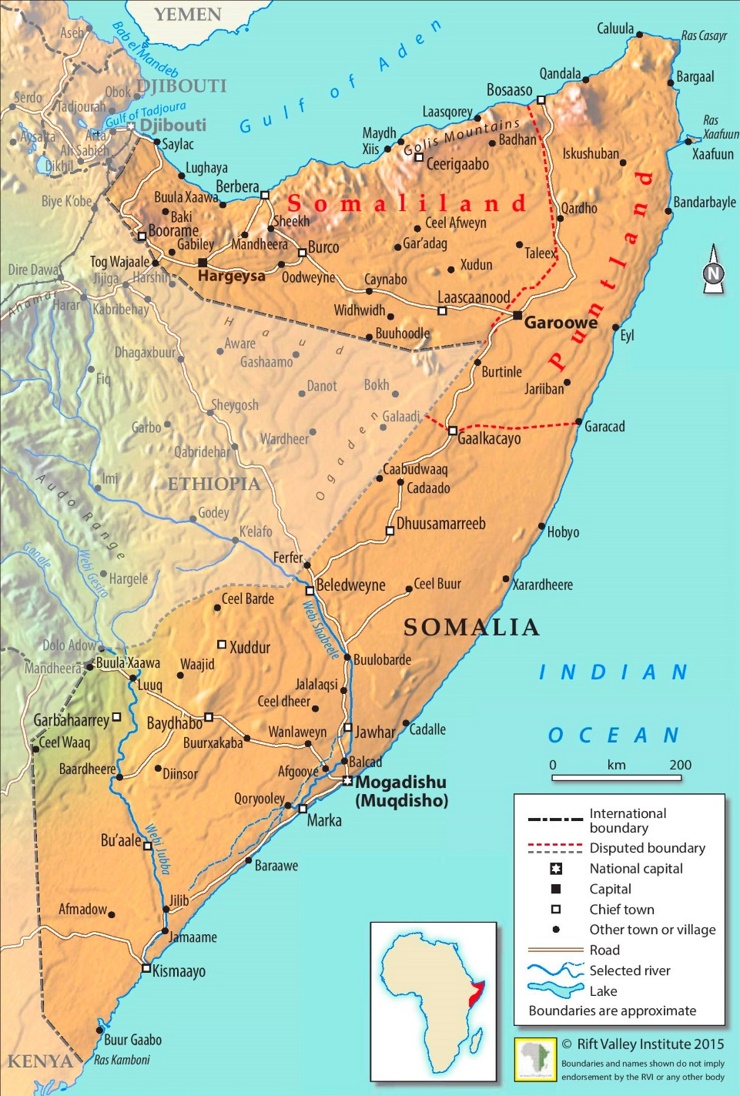 Somalia politische karte
