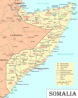 Straßenkarte von Somalia