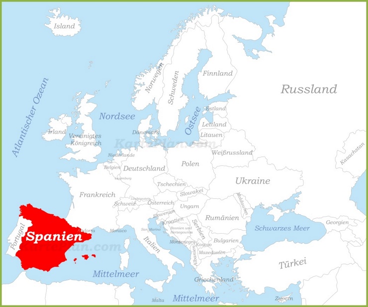 Spanien auf der karte Europas