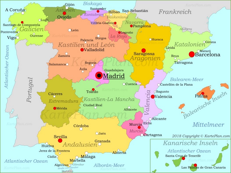 Spanien politische karte