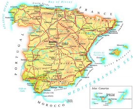 Straßenkarte von Spanien