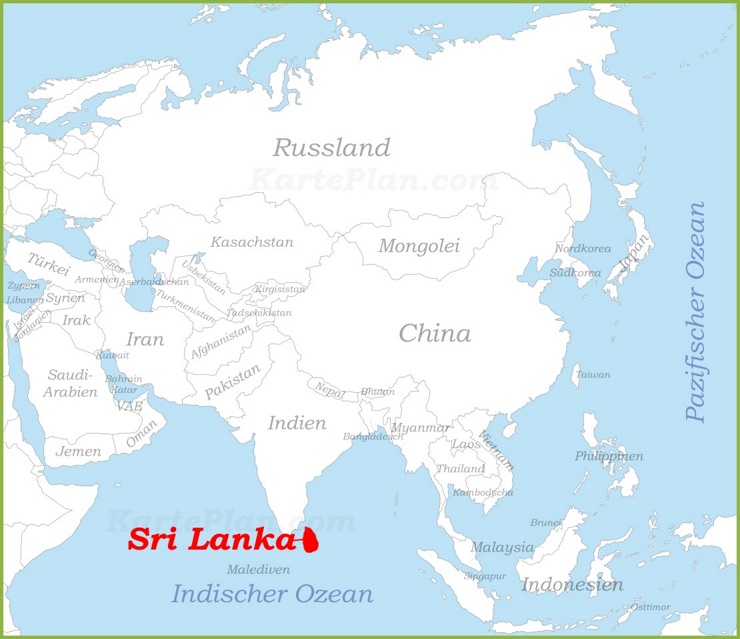 Sri Lanka auf der karte Asiens