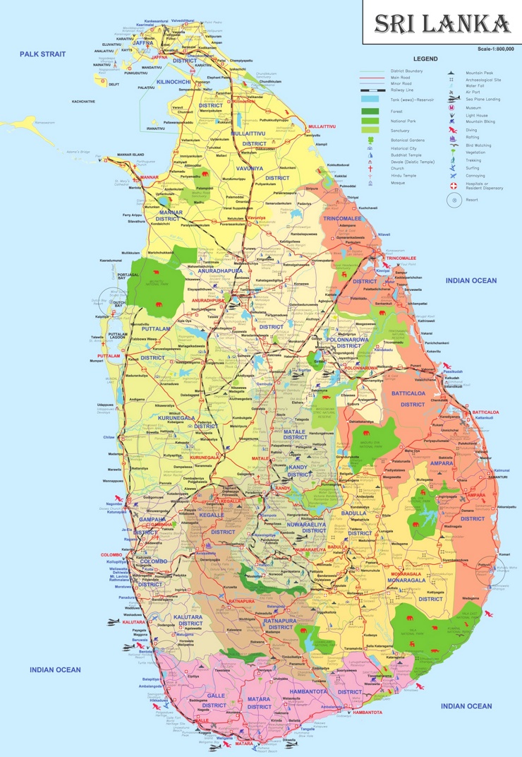 Sri Lanka touristische karte