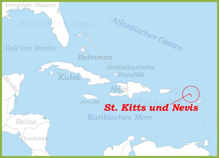 St. Kitts und Nevis auf der karte Karibiks