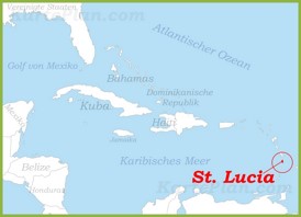 St. Lucia auf der karte Karibiks