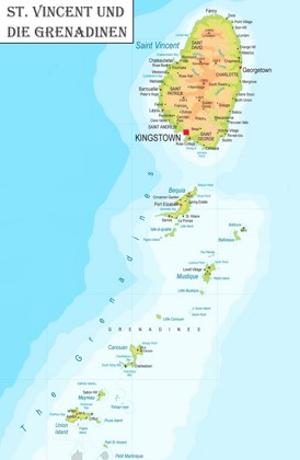 Detaillierte karte von St. Vincent und die Grenadinen