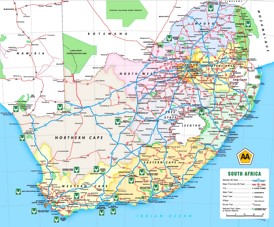 Straßenkarte von Südafrika