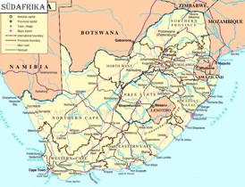 Südafrika politische karte