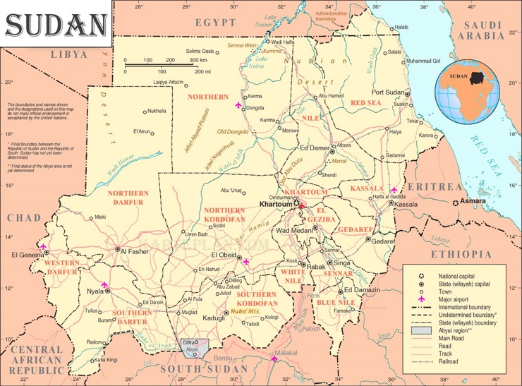 Sudan politische karte