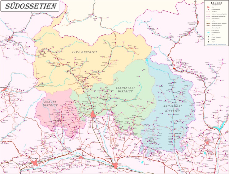 Große detaillierte karte von Südossetien