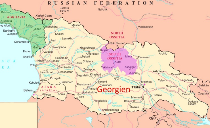 Südossetien auf der karte Georgiens