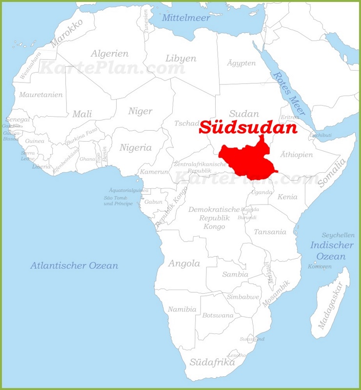 Südsudan auf der karte Afrikas