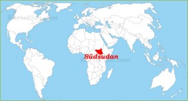 Südsudan auf der Weltkarte