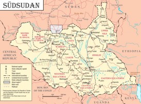 Südsudan politische karte