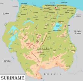 Große detaillierte karte von Suriname