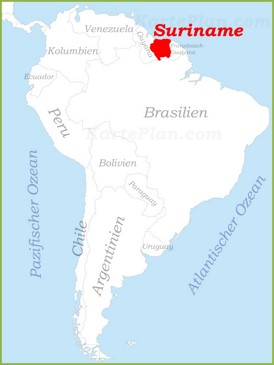 Suriname auf der karte Südamerikas