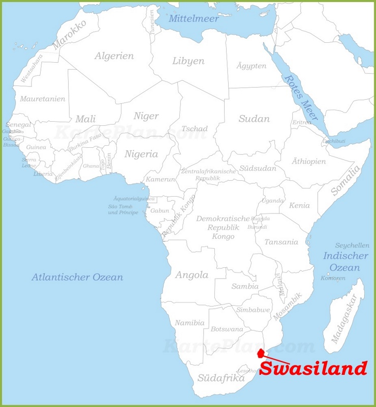 Swasiland auf der karte Afrikas