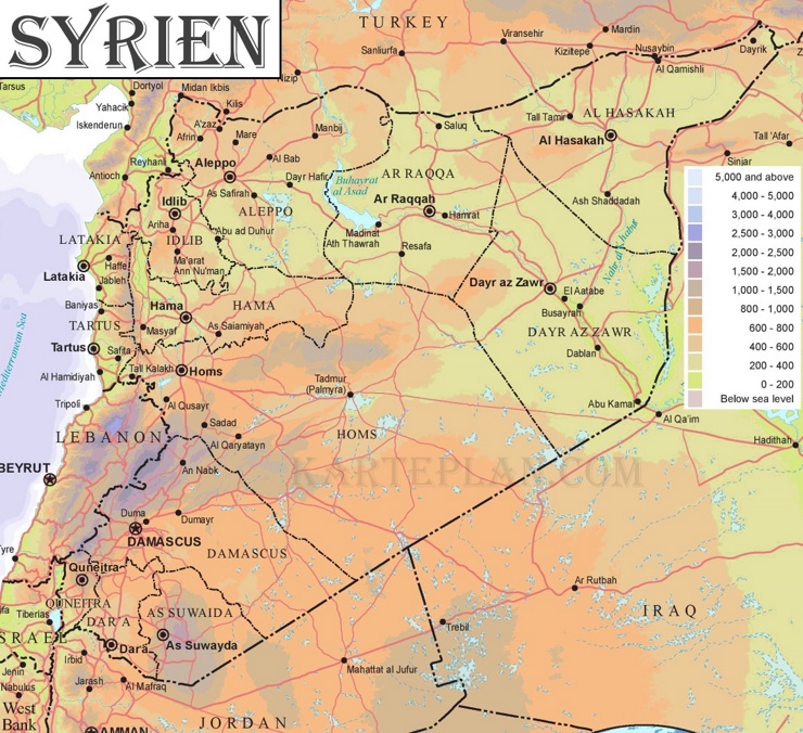 Physische landkarte von Syrien