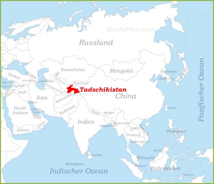 Tadschikistan auf der karte Asiens