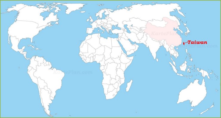 Taiwan auf der Weltkarte