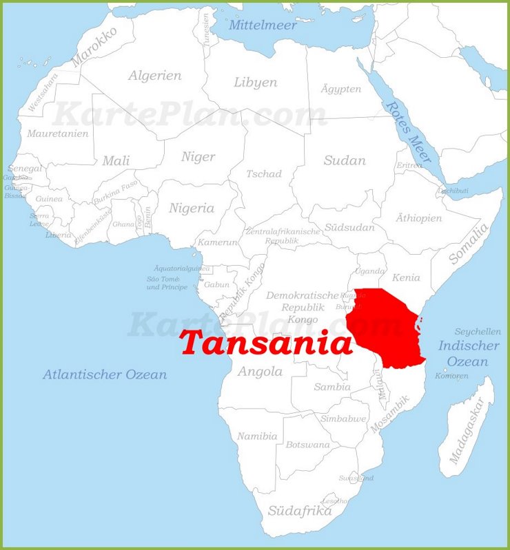 Tansania auf der karte Afrikas