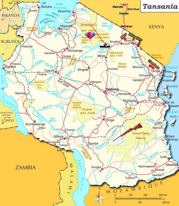 Tansania touristische karte