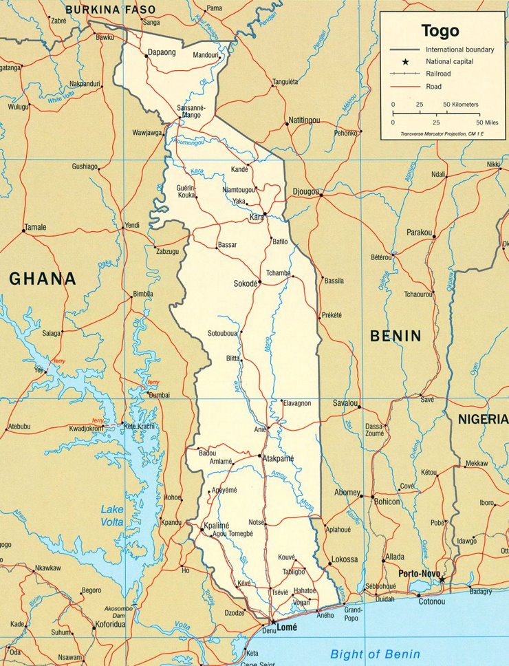 Togo politische karte