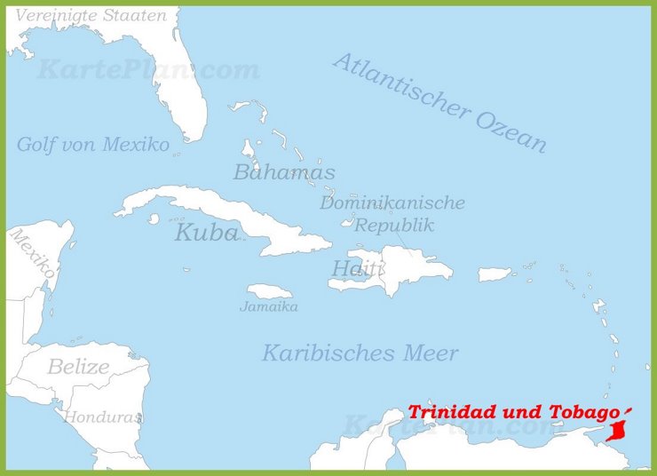 Trinidad und Tobago auf der karte Karibiks