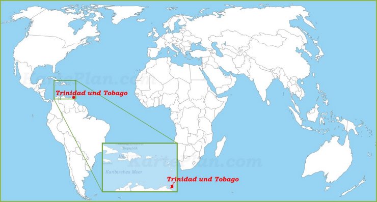 Trinidad und Tobago auf der Weltkarte