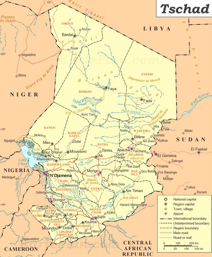 Tschad politische karte