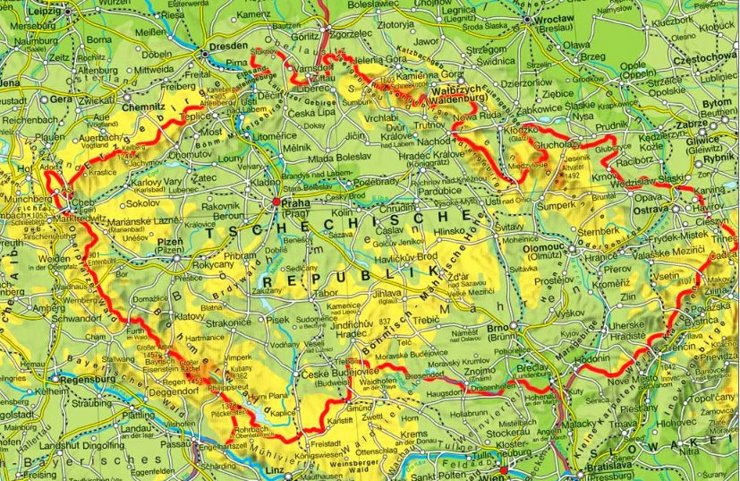 Physische landkarte von Tschechien