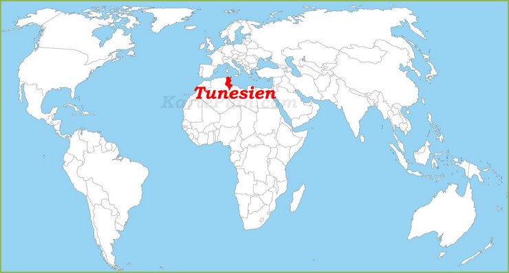 Tunesien auf der Weltkarte