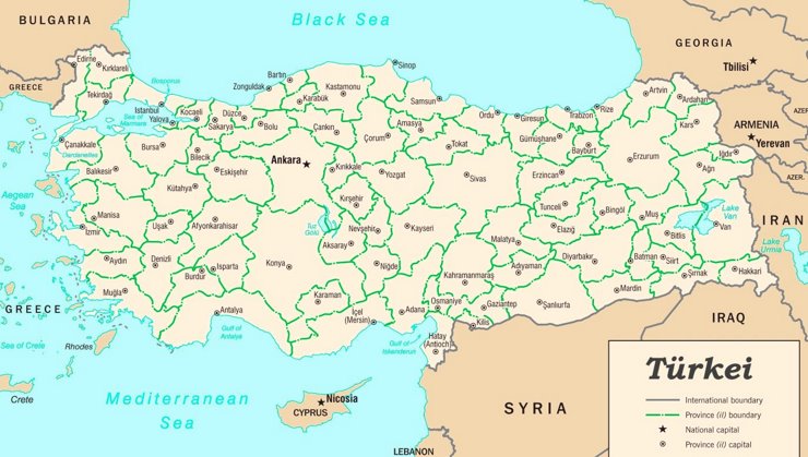 Verwaltungskarte von Türkei