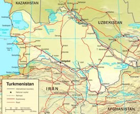 Straßenkarte von Turkmenistan