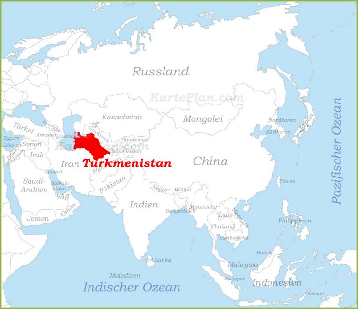 Turkmenistan auf der karte Asiens
