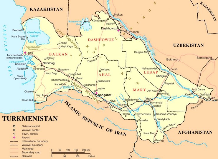 Turkmenistan politische karte