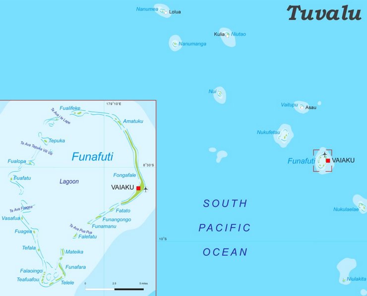Physische landkarte von Tuvalu