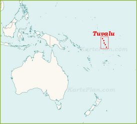 Tuvalu auf der karte Ozeaniens