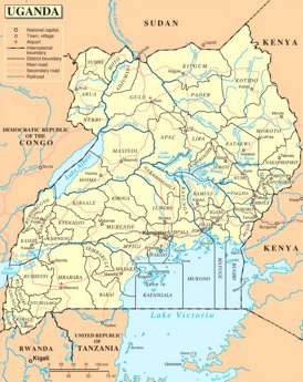 Uganda politische karte