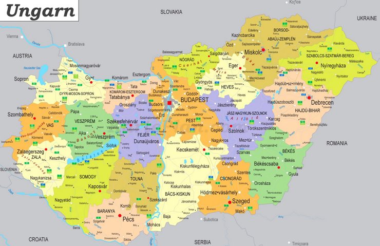 Ungarn politische karte