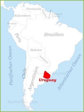 Uruguay auf der karte Südamerikas